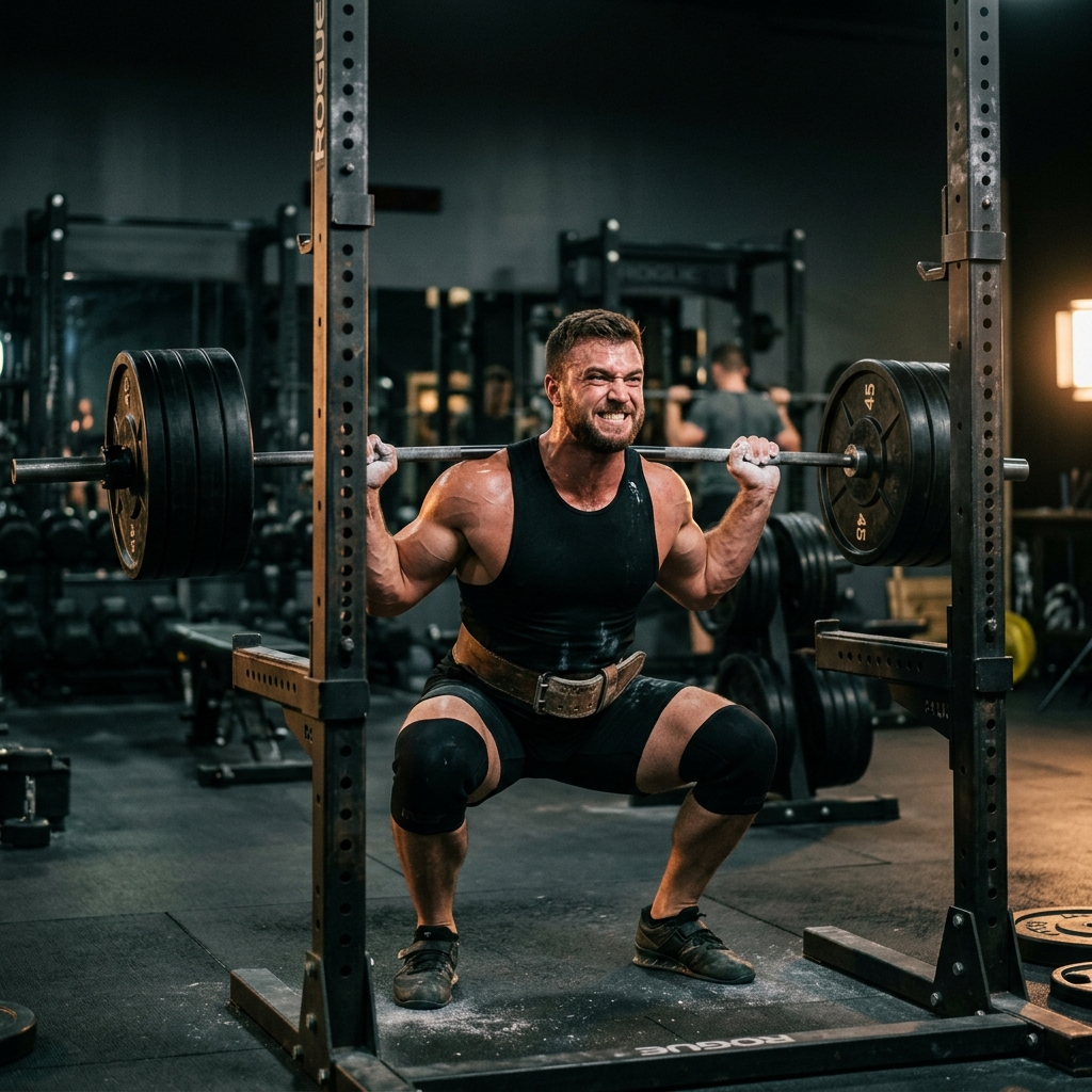 Strength training for body recomposition — compound barbell lifts in a gym