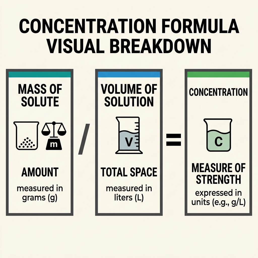 Formula diagram showing mass divided by volume to determine peptide concentration.